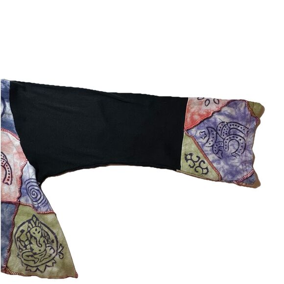 Tie Dye Boho Hippie Patchwork T Shirt Art To Wear Size L / XL Nepal Whimsy - Picture 6 of 10